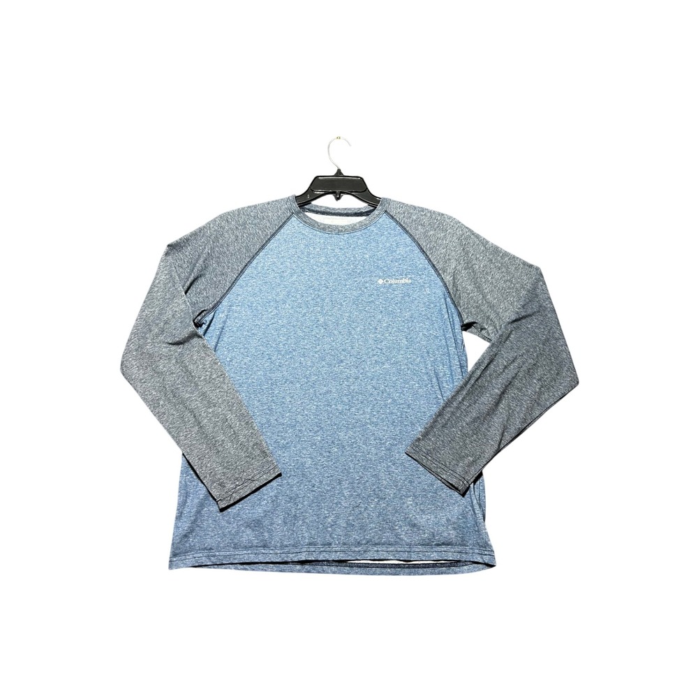 Columbia Long Sleeve Shirt Mens Medium Blue Excellent Raglan Omni-Wick XM6910